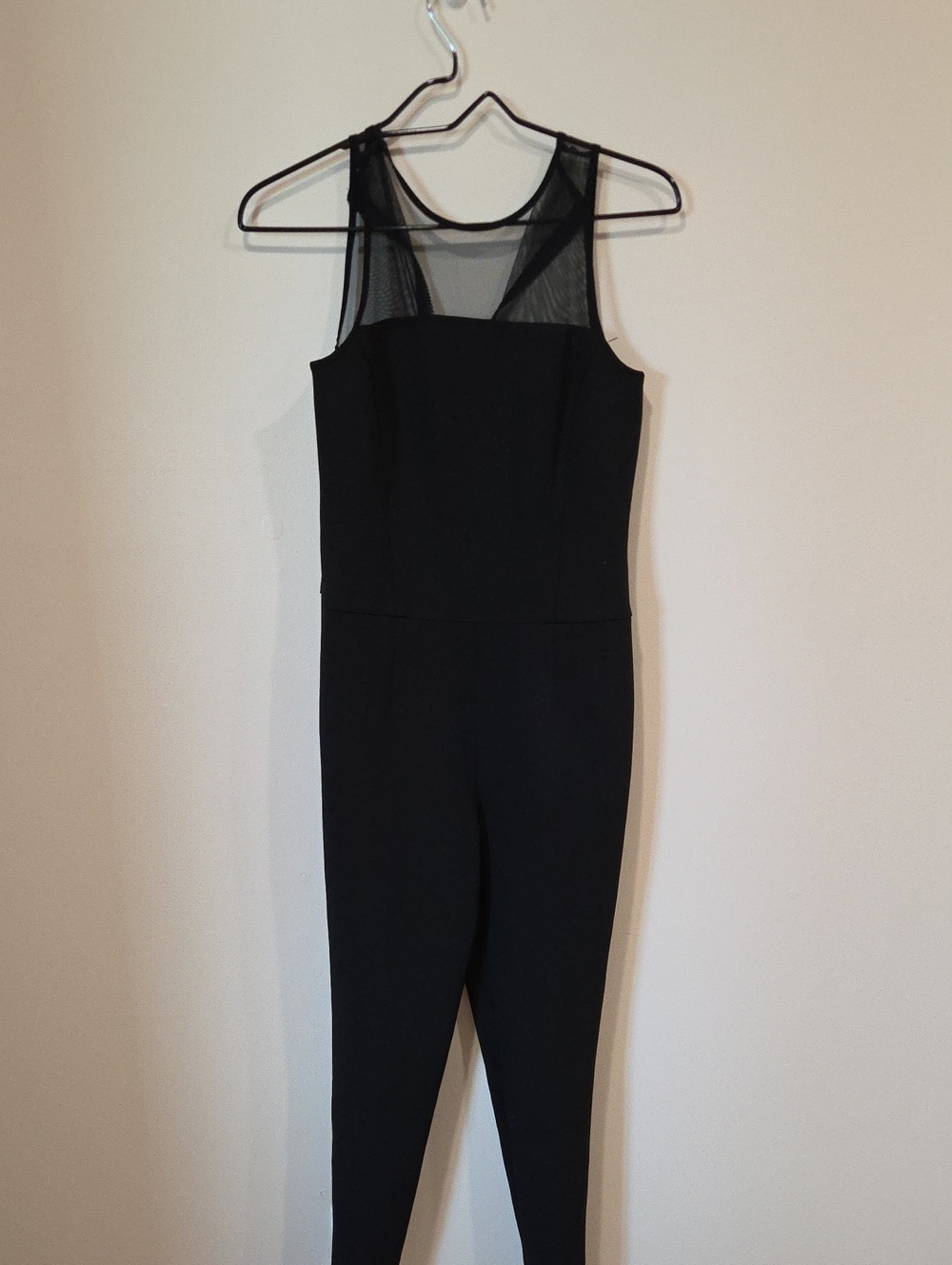 Michael Kors Black Sleeveless Mesh Yoke Jumpsuit